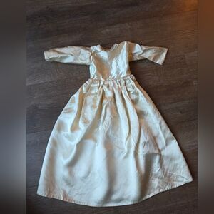 Antique Vintage Cream Ivory Satin Newborn Baby/Doll Long Victorian Dress